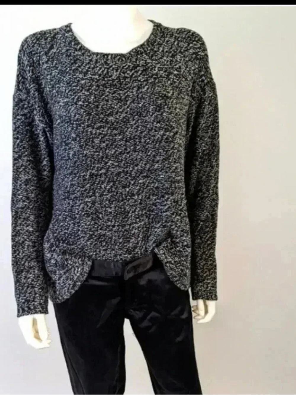 Philosophy Black & Gray Marled Crewneck Sweater